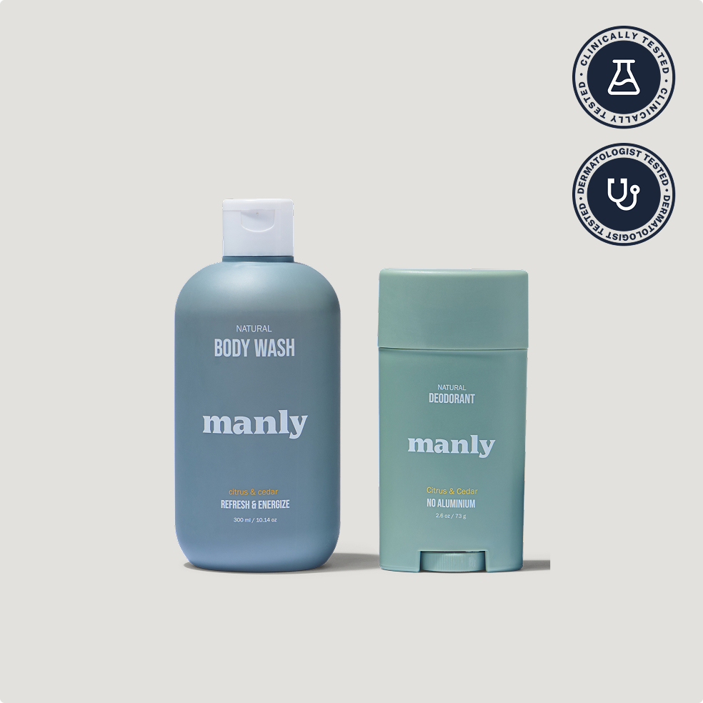 The Essential Routine hormone-safe body wash and natural deodorant for teen boys